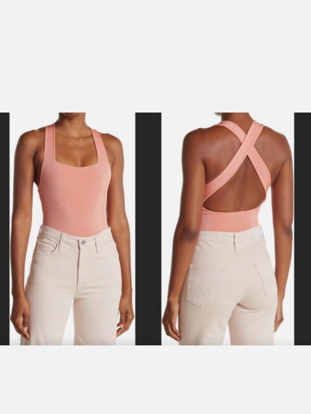 WAYF Where are you from Pink Bodysuit Back Crisscross Strap